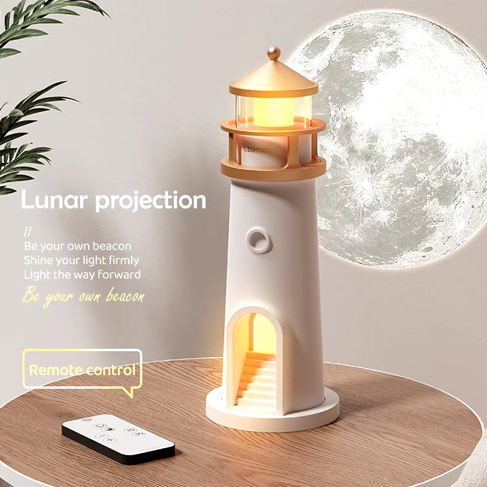 Moon Projection Night Lights Lighthouse Ambient Lights Dimmable Bluetooth Music Motion Sensor Desktop Decor Light Christmas Gift